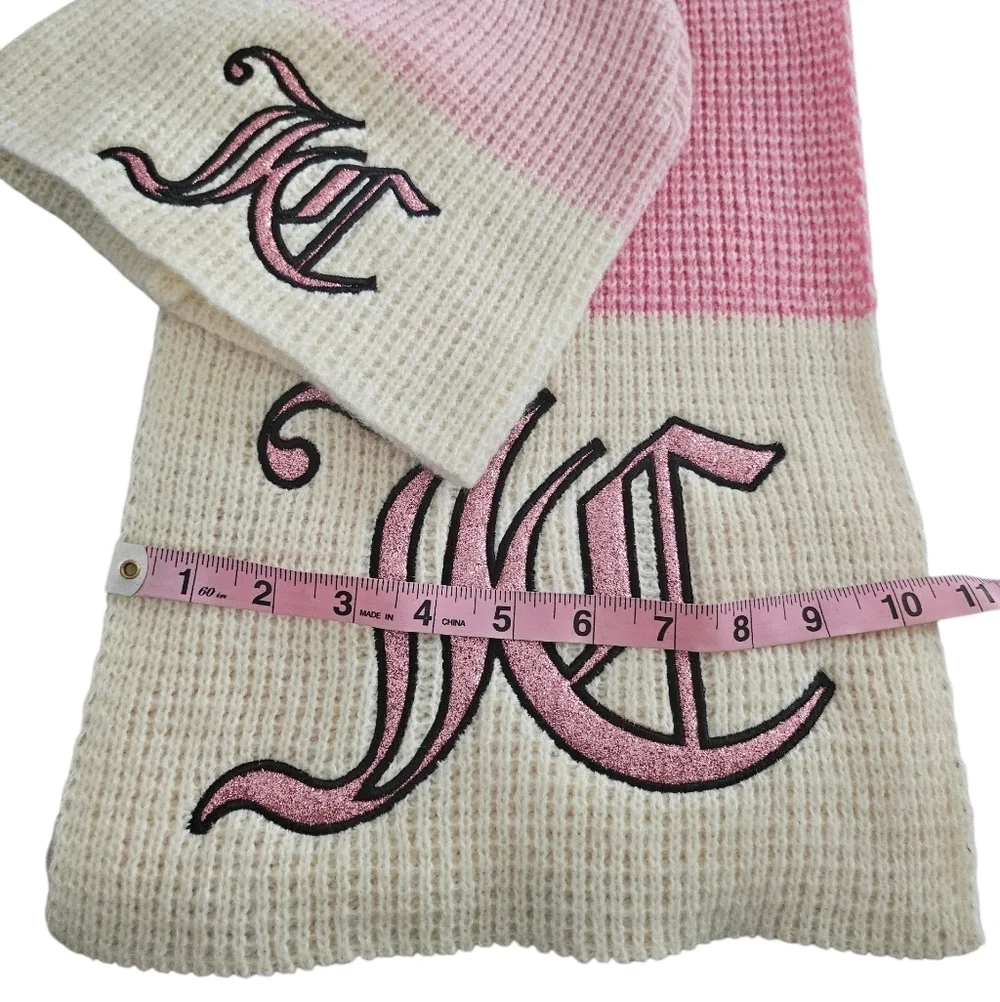 Juicy Couture Cream/Pink Blend Matching Beanie & Scarf